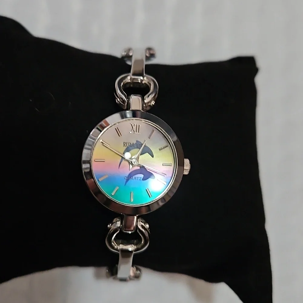 Rumours Women's Quartz Watch Silver‎ 2 Dolphins Yellow Pink Blue